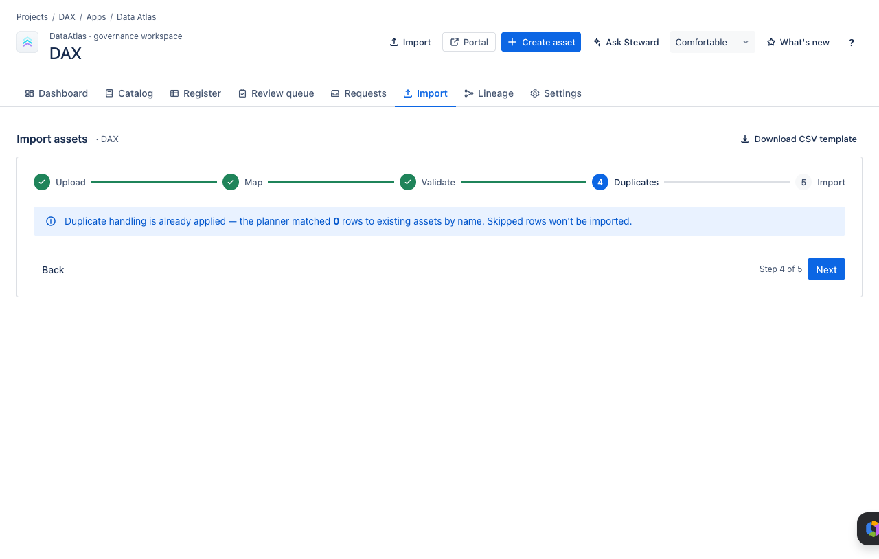 Import step 4 — duplicates